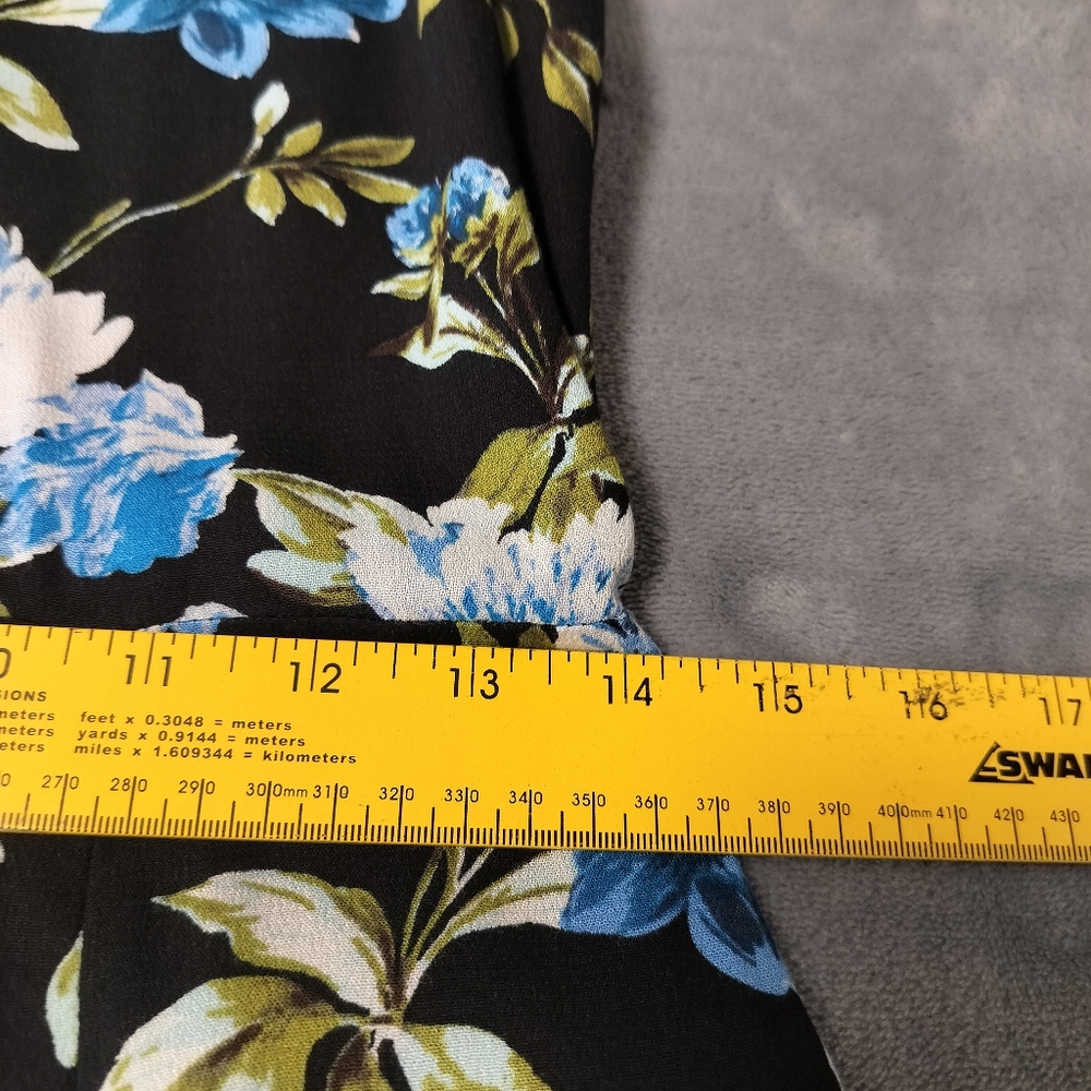 Banana Republic Black Floral‎ Maxi Long Dress Size 6 100% Rayon Cap Sleeves - Picture 8 of 14